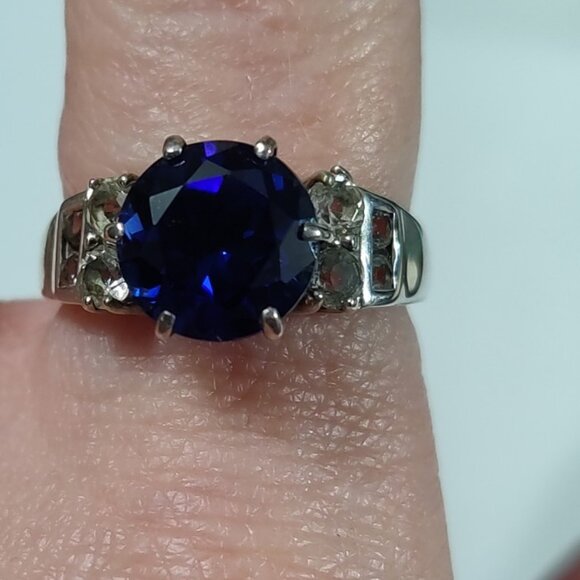 5 ct Genuine Sapphire & Topaz Ring size 7 Sterling Silver stamped 925 tested - Picture 7 of 10